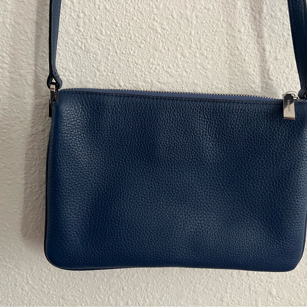 Kate Spade Leila Suede & Leather Triple Gusset Crossbody Bag Blueberry Cobbler - Picture 2 of 4